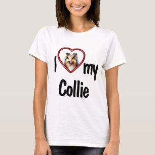 Camiseta Eu Amo Minha Foto Collie Cute Red Heart