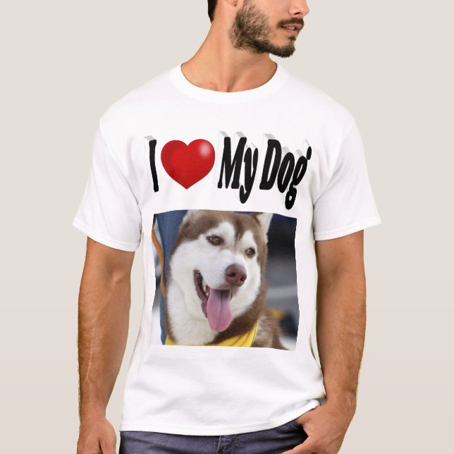 Camiseta Eu amo minha foto de cachorro (Frente)