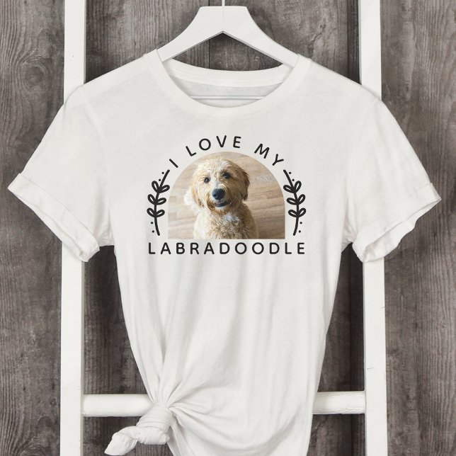 Camiseta Eu Amo Minha Foto De Cachorro Labradoodle (Criador carregado)