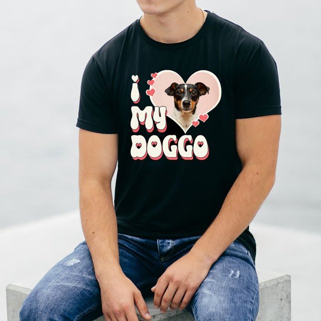 Camiseta Eu Amo Minha Foto De Coração De Cachorro (Criador carregado)