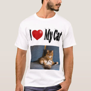 Camiseta Eu Amo Minha Foto De Gato