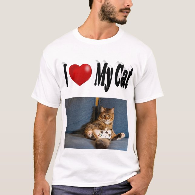 Camiseta Eu Amo Minha Foto De Gato (Frente)