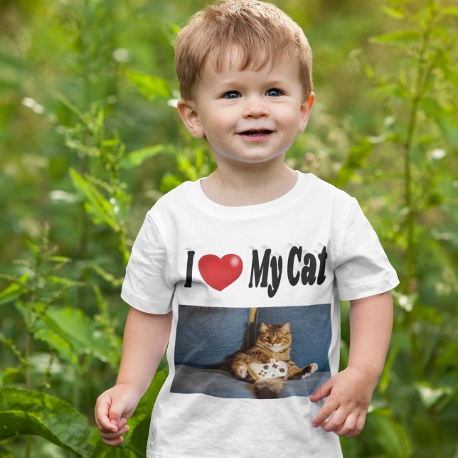 Camiseta Eu Amo Minha Foto De Gato (Criador carregado)
