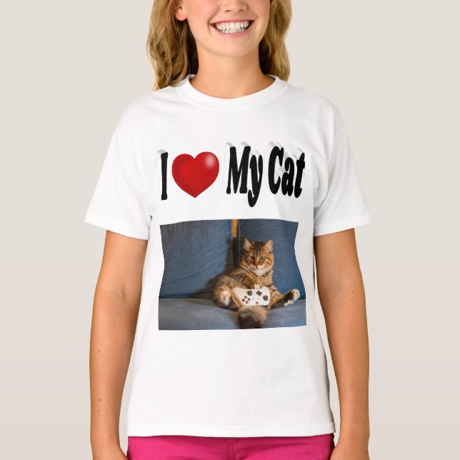 Camiseta Eu Amo Minha Foto De Gato (Frente)