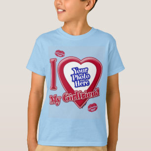 Camiseta Eu Amo Minha Foto Namorada, Foto Vermelha, Bi Leve