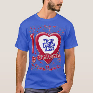 Camiseta Eu Amo Minha Foto Namorada Vermelha Corações Verme