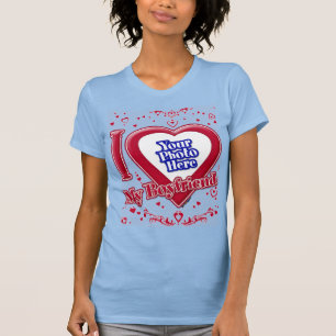 Camiseta Eu Amo Minha Foto Namorado Vermelha Corações Verme