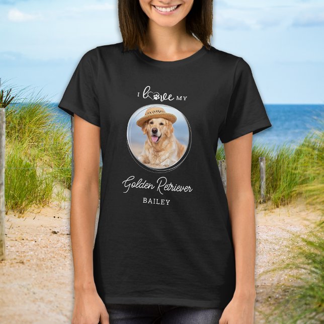 Camiseta Eu Amo Minha Foto Personalizada De Cachorro De Pet (Criador carregado)
