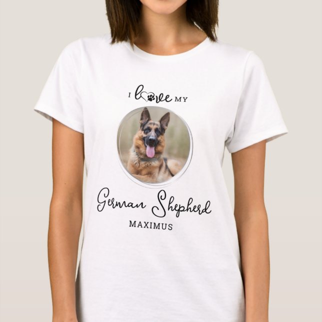 Camiseta Eu Amo Minha Foto Personalizada De Cachorro Do Ger (Criador carregado)