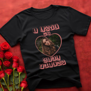 Camiseta Eu Amo Minha Foto Personalizada De Coração Cor-De-