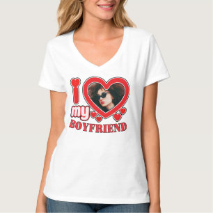 Camiseta Eu Amo Minha Foto Personalizada De Coração Namorad