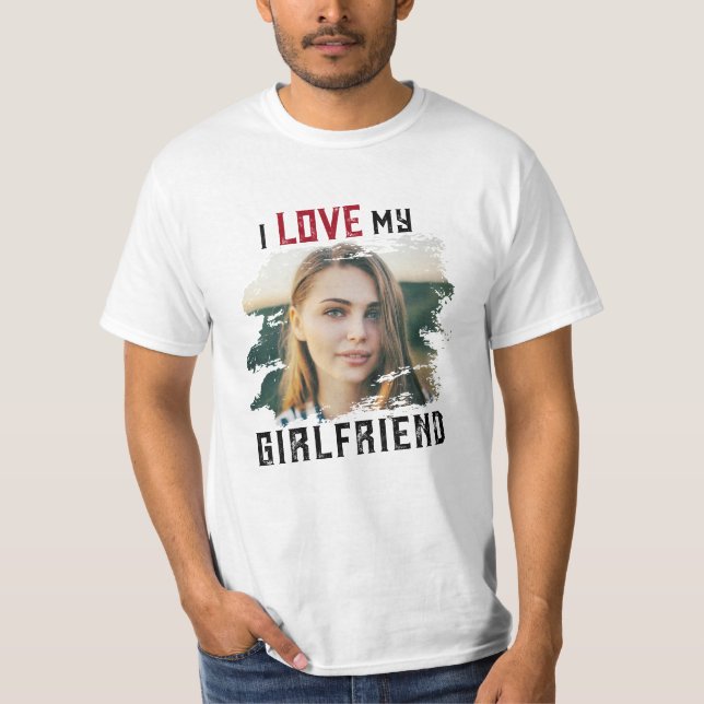 Camiseta Eu Amo Minha Foto Personalizada Grunge Namorada (Frente)
