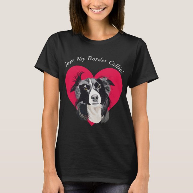 Camiseta Eu amo minha fronteira Collie 2 (Frente)