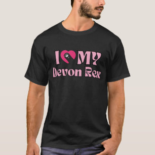 Camiseta Eu Amo Minha Gata Devon Rex Cute Pink Heart Paw