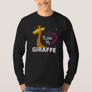 Camiseta Eu Amo Minha Girafa Engraçada Girafa