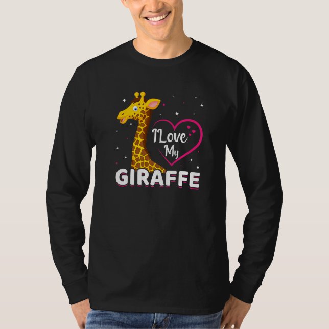 Camiseta Eu Amo Minha Girafa Engraçada Girafa (Frente)