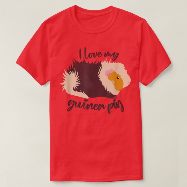 Camiseta Eu Amo Minha Guiné Pig Cavy Bonito T-Shirt Engraça (Frente do Design)
