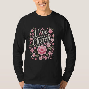 Camiseta Eu Amo Minha Igreja Dizer Religioso Católico Crist