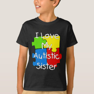 Camiseta eu amo minha irmã autista (camisetas escuras)
