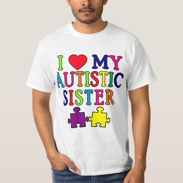 Camiseta Eu amo minha irmã autística (Frente)