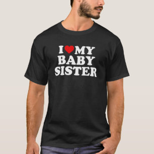 Camiseta Eu Amo Minha Irmã Bebê - Coração Vermelho