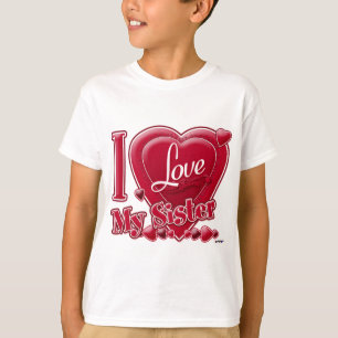 Camiseta Eu amo minha irmã vermelha - coração