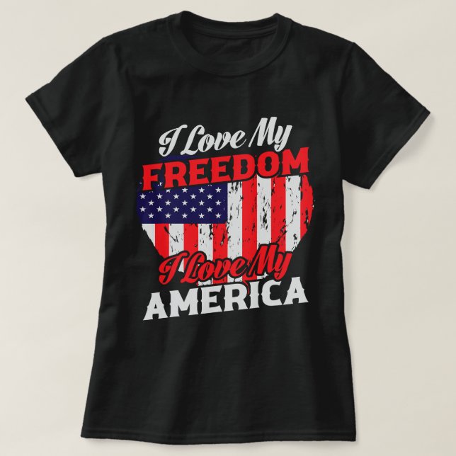 Camiseta Eu Amo Minha Liberdade Eu Amo Minha América 50 (Frente do Design)