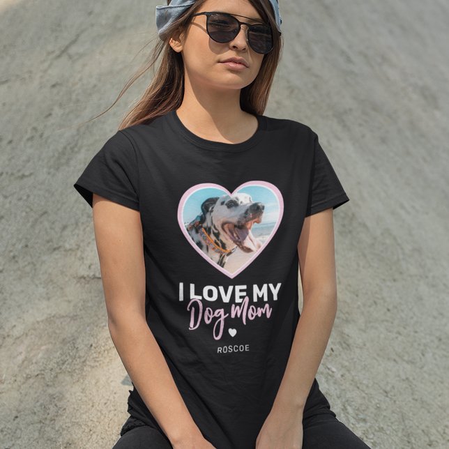 Camiseta Eu Amo Minha Mãe Cachorro Foto Coração (Criador carregado)