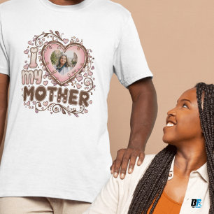 Camiseta Eu Amo Minha Mãe Com Foto Personalizada da Mamãe