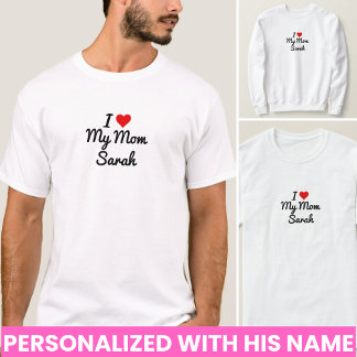 Camiseta Eu Amo Minha Mãe Crie Seu Próprio Nome da Mãe