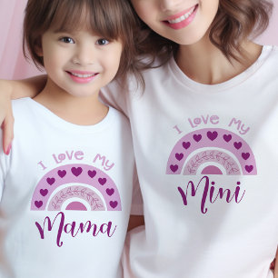 Camiseta Eu amo minha Mamãe Boho Arco-íris Combinando Mini
