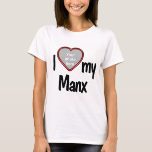 Camiseta Eu Amo Minha Manx - Foto De Gato Com Forma De Cora