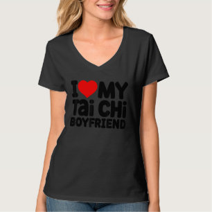 Camiseta Eu Amo Minha Meditação Tai Chi Namorado Yin Yang