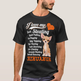 Camiseta Eu Amo Minha Meia Roubando Lash Puxando Chihuahua