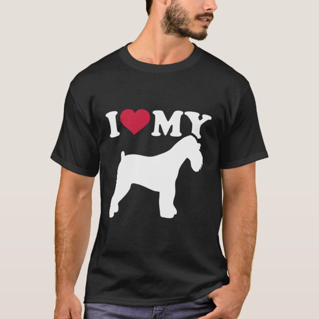 Camiseta Eu Amo Minha Miniatura Schnauzer (Frente)
