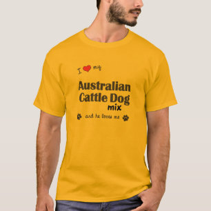Camiseta Eu amo minha mistura australiana do cão do gado (
