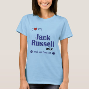 Camiseta Eu amo minha mistura de Jack Russell (o cão fême
