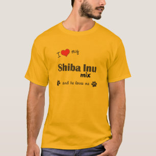 Camiseta Eu amo minha mistura de Shiba Inu (o cão