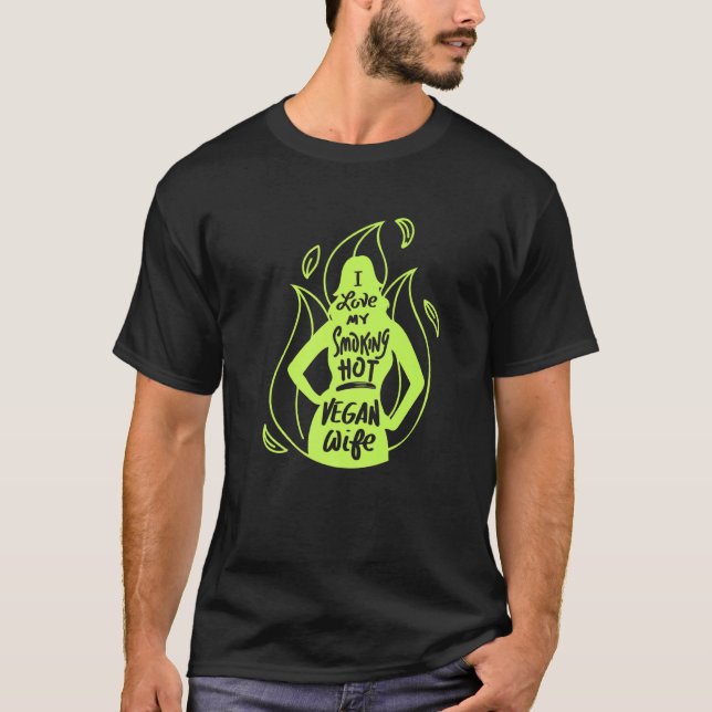 Camiseta Eu Amo Minha Mulher De Vegan Quente Fumante Para P (Frente)