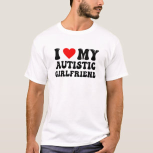 Camiseta Eu Amo Minha Namorada Autista Coração Retro Design