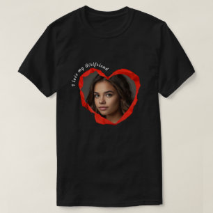 Camiseta Eu Amo Minha Namorada Coração Vermelho Foto Person