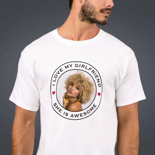 Camiseta Eu Amo Minha Namorada Incrível Foto Texto Coração (Criador carregado)