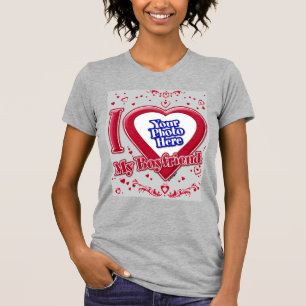 Camiseta Eu Amo Minha Namorado Foto De Cinza Vermelha