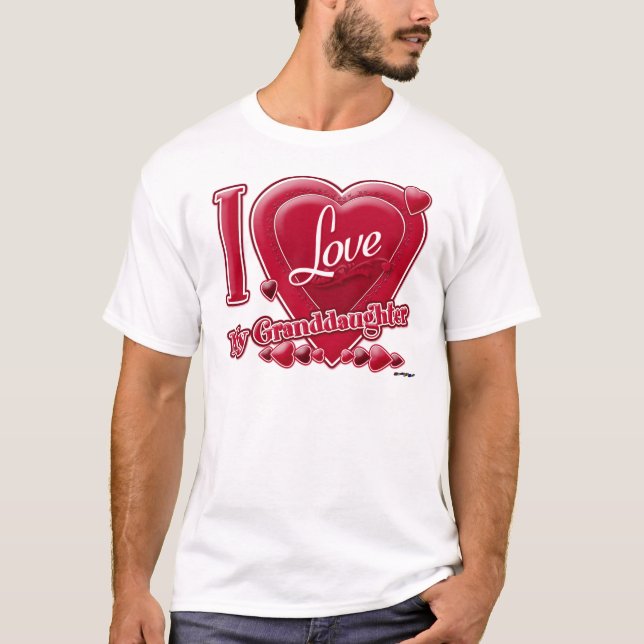 Camiseta Eu amo minha neta vermelha - coração (Frente)