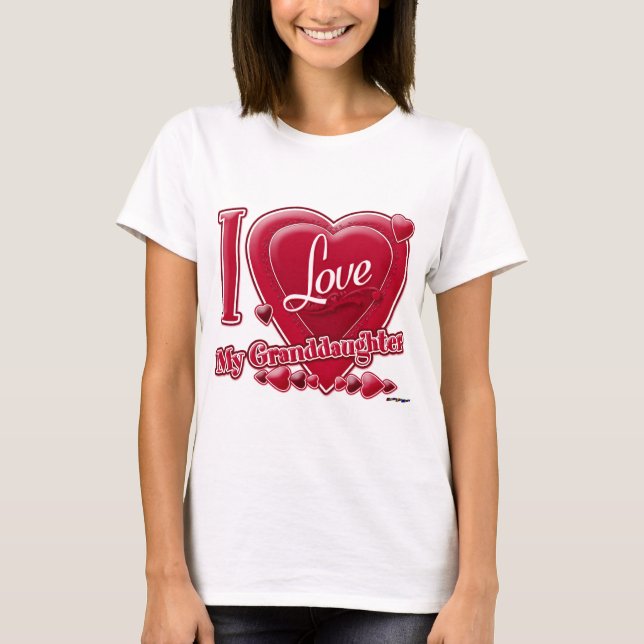 Camiseta Eu amo minha neta vermelha - coração (Frente)