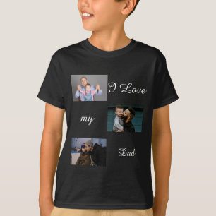 Camiseta Eu Amo Minha Pai Personalizada 3 Fotografia Collag