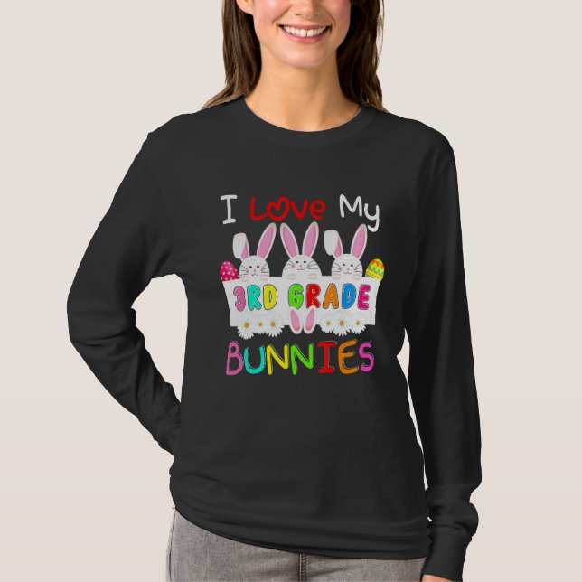 Camiseta Eu Amo Minha Páscoa De Flores De Búnias Do 3º Ano (Frente)