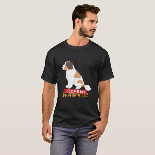 Camiseta Eu Amo Minha Rua Bernard Cute Dog Puppy Proprietár (Frente Completa)