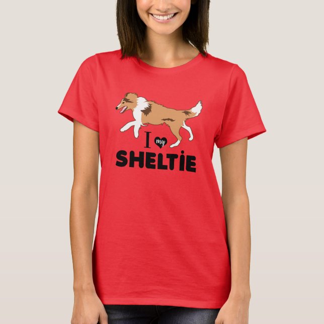 Camiseta Eu amo minha Sheltie Shetland Sheepdog Collie (Frente)