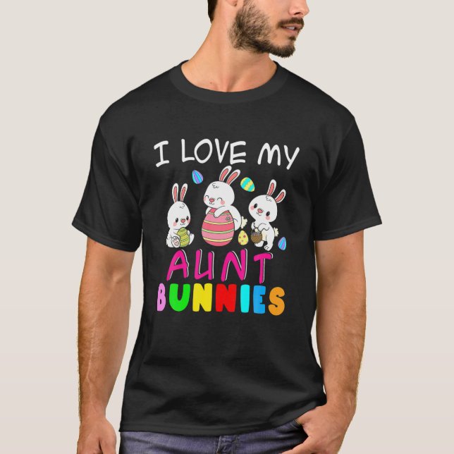 Camiseta Eu Amo Minha Tia Bunnis Felz pascoa Dia Coelhinha (Frente)